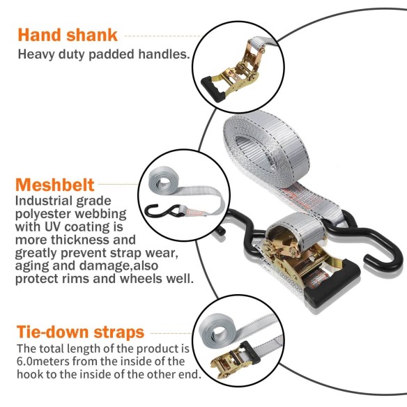 Ratchet Tie Down, Safety Tools, rathcet tie down for holding down cargo, ratchet straps, transporting equipment, steel handle.