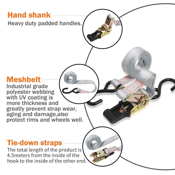 Ratchet Tie Down Set 2-Pc, Safety Tools, holding down cargo, ratchet straps, steel handle, polyester webbing tie down set.