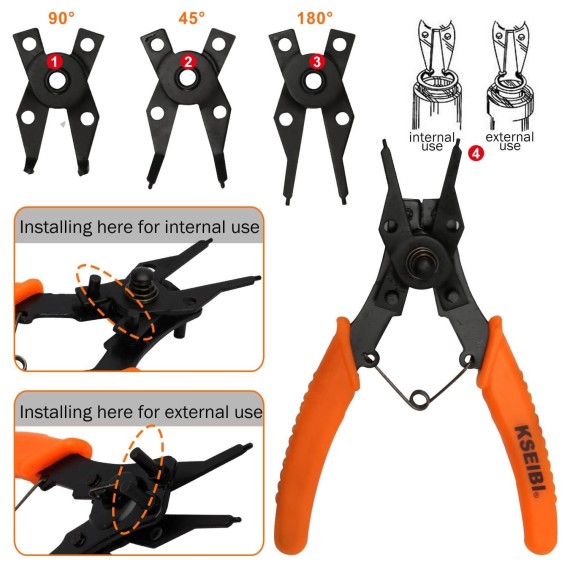 Interchangeable Circlip Plier Set, Hand Tools & Pliers, interchangeable snap ring circlip plier set.
