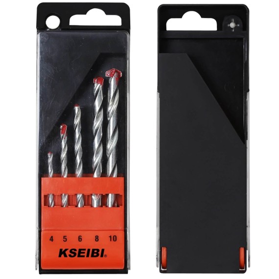 5Pcs Masonry Drill Bits Set With Plastic Case, power tool accessories, multi-purpose masonry drill bits kit.