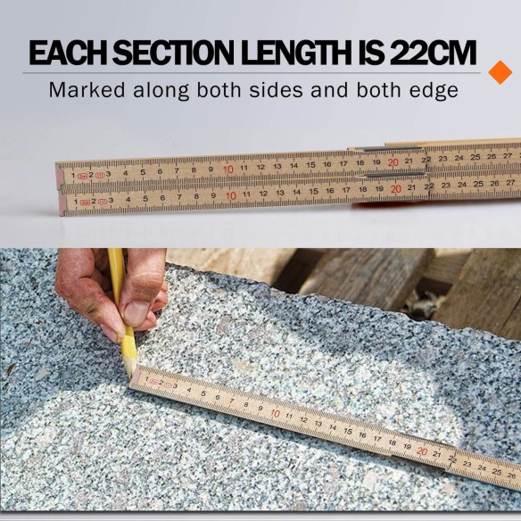 Wooden Folding Ruler, measuring & marking, sealed rivets, with slide, wooden Metric, measuring & leveling