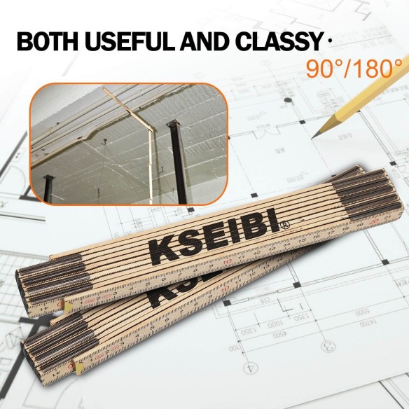 Wooden Folding Ruler, measuring & marking, sealed rivets, with slide, wooden Metric, measuring & leveling