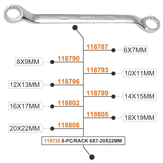 double ring wrench set, rack, 8pcs, sockets and wrenches, mechanic tools, car repair tools, automobile tools