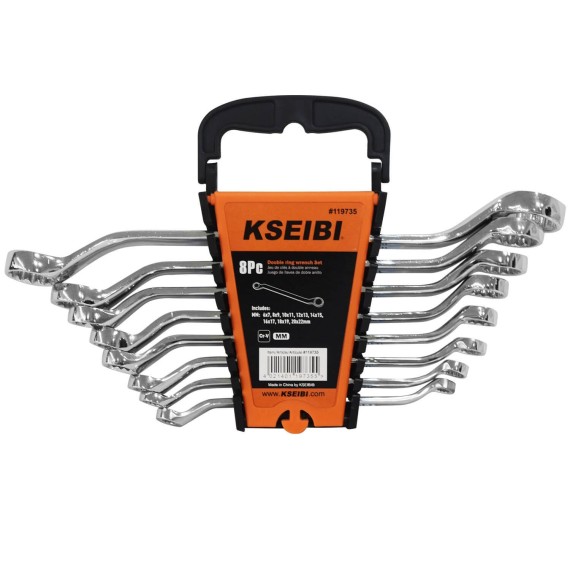 double ring wrench set, rack, 8pcs, sockets and wrenches, mechanic tools, car repair tools, automobile tools