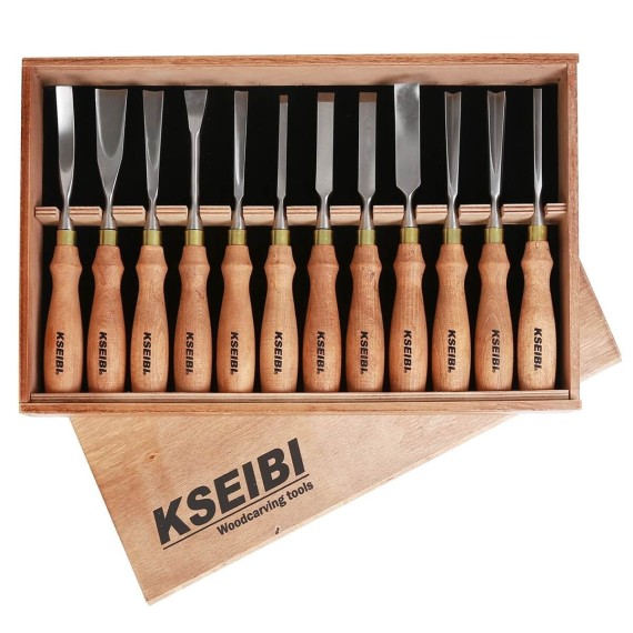 Wood Carving Chisel Set Wooden Handle 12-Pc, Cutters & Saws Tools, wood chisel set wood handle, wood craving set.