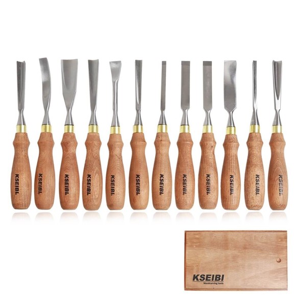 Wood Carving Chisel Set Wooden Handle 12-Pc, Cutters & Saws Tools, wood chisel set wood handle, wood craving set.