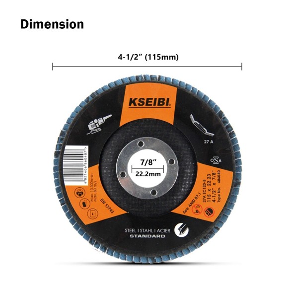 قرص صنفرة فلاب زركونيوم 115×22.2 ملم #120 لتلميع الأسطح المعدنية | KSEIBI