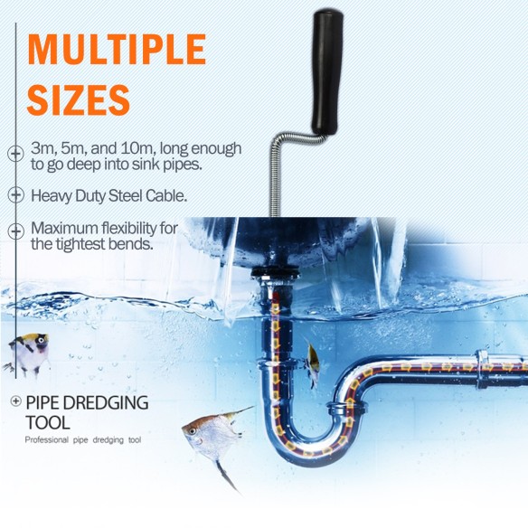 Drain Cleaner, Sockets & Wrenches, pipe sink cleaner with plastic handle, spiral drain, pipe cleaning spiral.