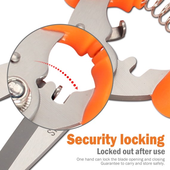 Straight Razor Garden Pruner 200mm, Gardening Tools, straight razor with rubber handle, garden trimming, sharpening.