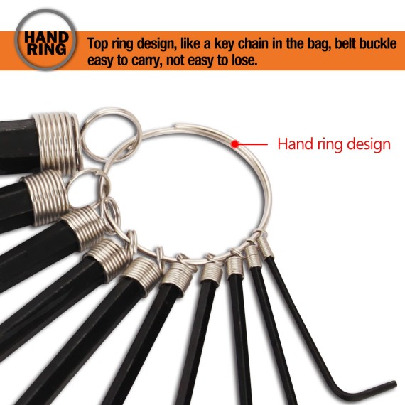 Black Oxide Hex Key Set Ring 10-PC, Sockets & Wrenches, black hex key used for for driving bolts & screws, gripping bolts.