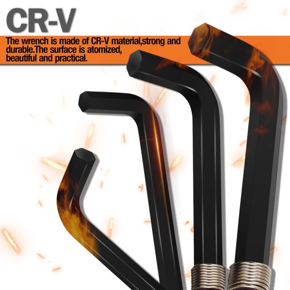 Black Oxide Hex Key Set Ring 10-PC, Sockets & Wrenches, black hex key used for for driving bolts & screws, gripping bolts.