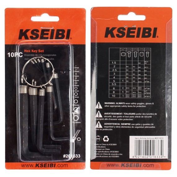 Black Oxide Hex Key Set Ring 10-PC, Sockets & Wrenches, black hex key used for for driving bolts & screws, gripping bolts.