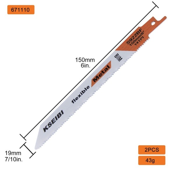 Reciprocating Saw S922 BF - 150mm, power tool accessories, jigsaw blade, bi-metal sabre saw.
