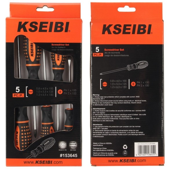 Slotted & Philips Screwdriver Set 5-PC, Screwdrivers,
screwdriver,
 anti-slip,
 comfortable grip.