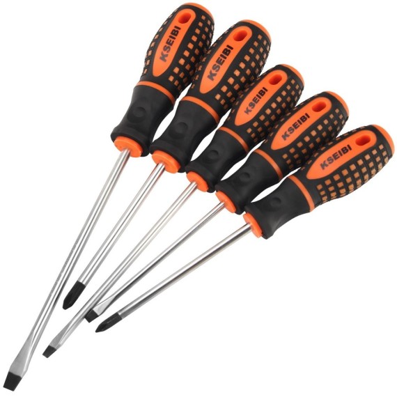 Slotted & Philips Screwdriver Set 5-PC, Screwdrivers,
screwdriver,
 anti-slip,
 comfortable grip.