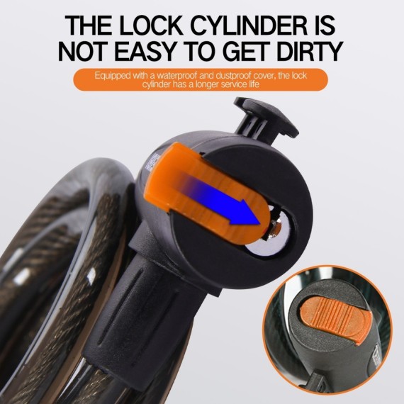 Bicycle Lock, bicycle cable lock with 2 keys, anti-theft alloy steel cable bike/scooter lock.