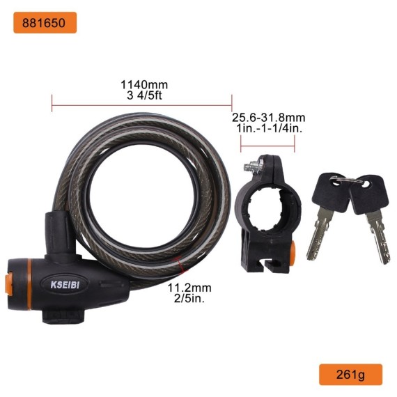 Bicycle Lock, bicycle cable lock with 2 keys, anti-theft alloy steel cable bike/scooter lock.