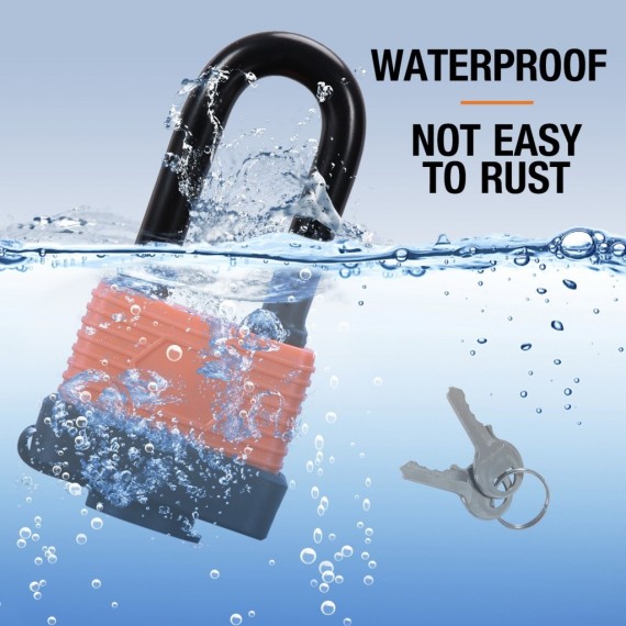 Waterproof Padlock, Heavy Duty waterproof security padlock with 2 keys, for locking cabinet doors/gates/lockers & baskets.