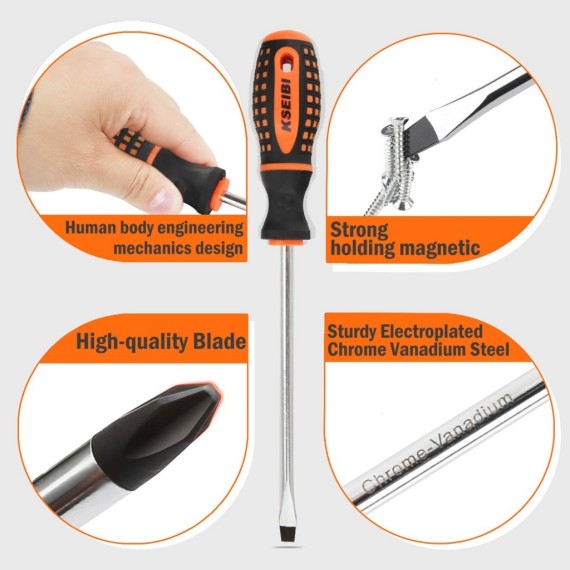 Slotted & Philips Screwdriver Set 5-PC, Screwdrivers,
screwdriver,
 anti-slip,
 comfortable grip.