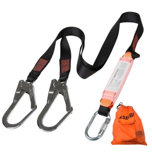 Safety Shock Absorbing Lanyard Webbing/Double Hooks