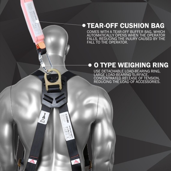 Double Hook Internal Shock Lanyard Fall Protection Equipment For Safety Harness, Safety Tools, polyester webbing.