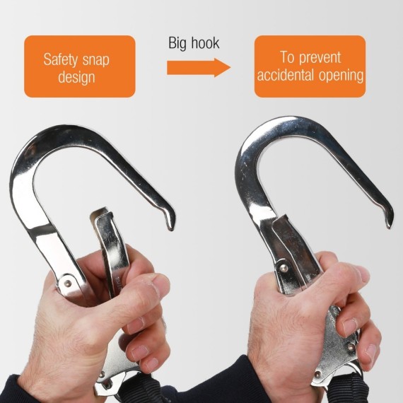 Double Hook Internal Shock Lanyard Fall Protection Equipment For Safety Harness, Safety Tools, polyester webbing.