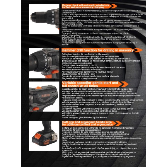 High-Performance 20V Cordless Drill with 2 Batteries for DIY Projects | KSEIBI