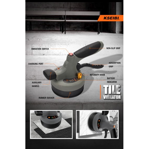 Efficient 7.2V Cordless Suction Cup Tile Vibrator for Precision Work | KSEIBI