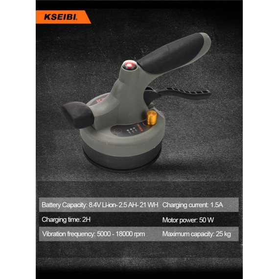 Efficient 7.2V Cordless Suction Cup Tile Vibrator for Precision Work | KSEIBI