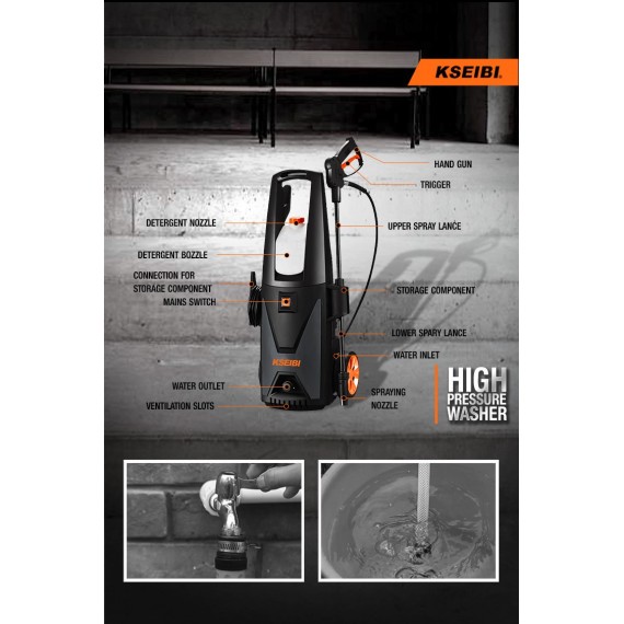 Powerful 105 Bar High Pressure Washer for Efficient Cleaning | KSEIBI