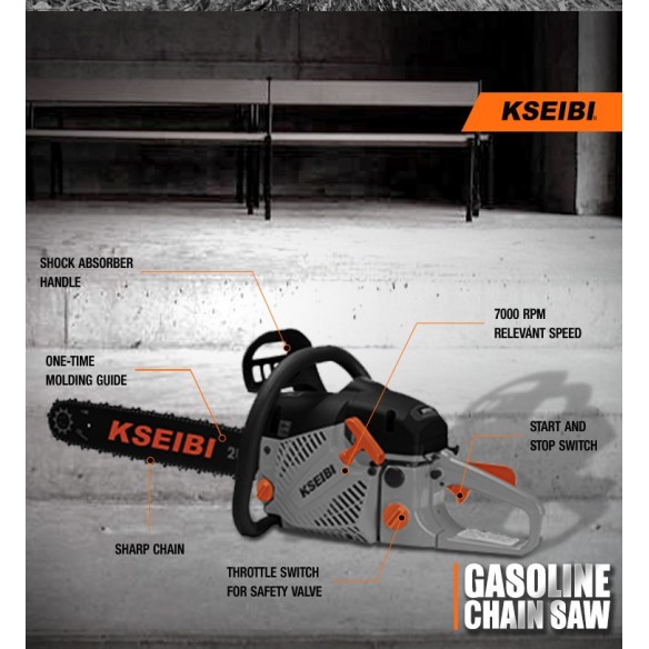 High Performance Gcs 55-50 Gasoline Chain Saw, 54.6cc, 20" for Professional Use | KSEIBI