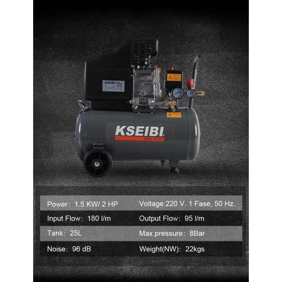 کمپرسور هوا KDA 15-24، ۲۴ لیتری، ۲ اسب بخار | KSEIBI