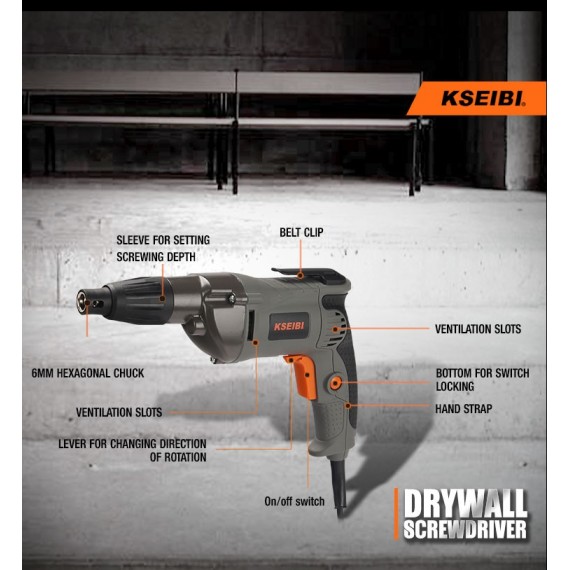 پیچ‌گوشتی دیوار خشک KSR 500-6 V | قدرت ۵۰۰ وات، اندازه ۶ میلی‌متر | KSEIBI