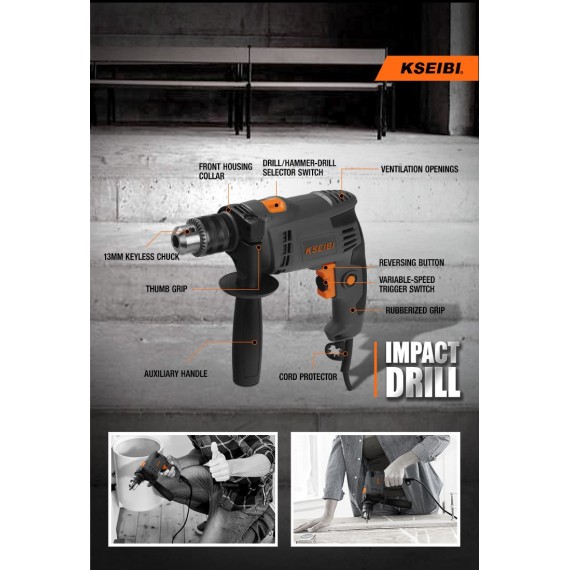Powerful 13mm Impact Drill for Precision Drilling | KSEIBI