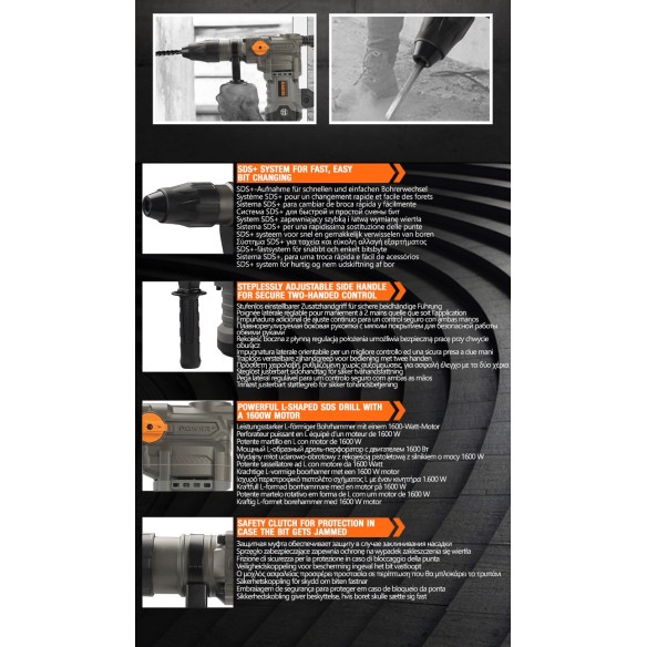 Powerful 1600W Rotary Hammer for SDS-Max Bits, 40mm | KSEIBI