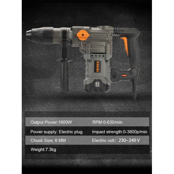 Powerful 1600W Rotary Hammer for SDS-Max Bits, 40mm | KSEIBI