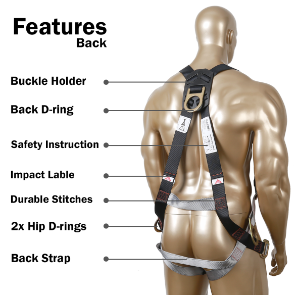 Premium Safety Harness with 3 D-Rings for Maximum Protection | KSEIBI