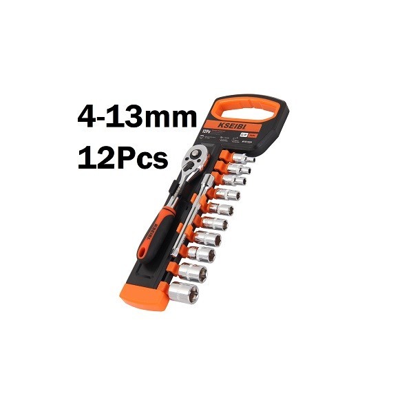 مجموعه سوکت و جغجغه 1/4 اینچ، 12 عددی برای انجام کارهای دقیق | KSEIBI