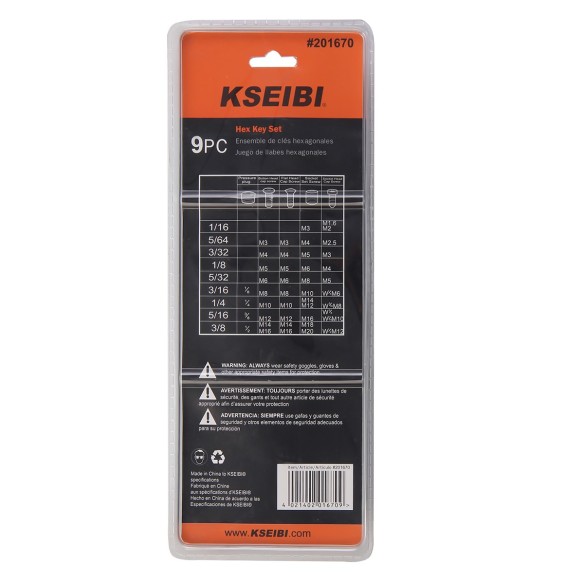 High-Quality Hex Key Wrench Set Long 9-Pc. SAE for Precision Tasks | KSEIBI