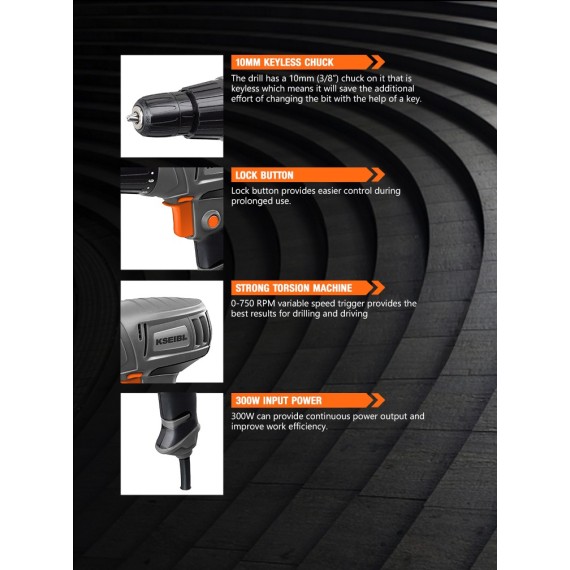 Powerful 300W Keyless Torque Drill for Precision Work | KSEIBI
