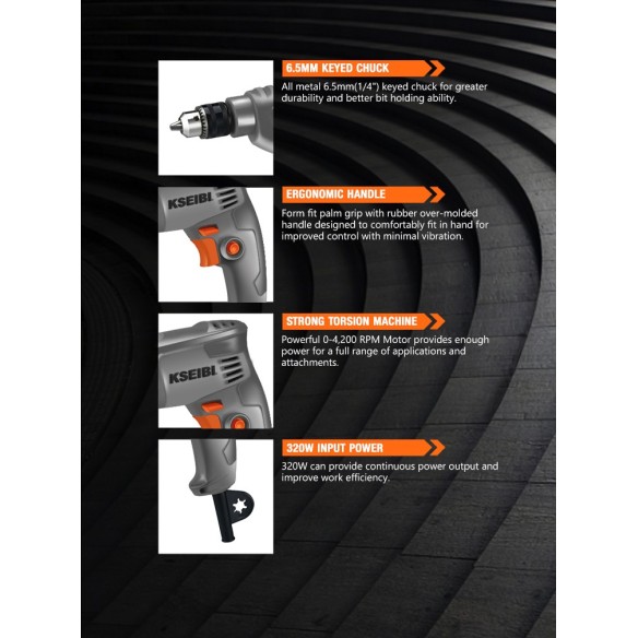 Powerful Electric Drill for DIY Projects and Home Repairs | KSEIBI