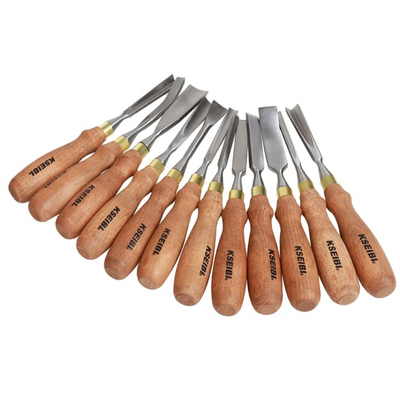 Premium Wood Craving Chisel Set with Wooden Handle for Professionals | KSEIBI