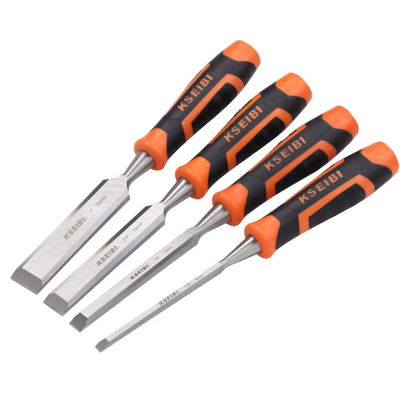 Wood Chisel Set PROGRIP 4-PC, Cutters & Saws Tools, woodworking chisel set for scraping glue, wooden chisel with rubber handle