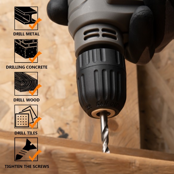 Powerful KBM 450 S Electric Drill with 10mm Keyless Chuck | KSEIBI