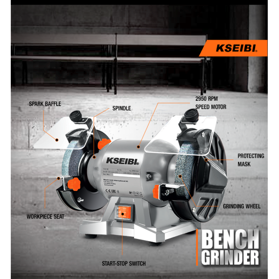 Powerful 150W Bench Grinder 150mm - Top Quality Tools | KSEIBI
