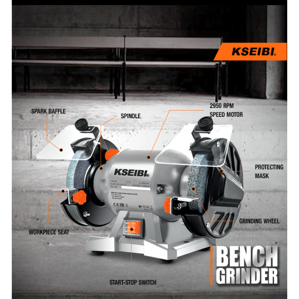 Powerful 150W Bench Grinder 150mm - Top Quality Tools | KSEIBI