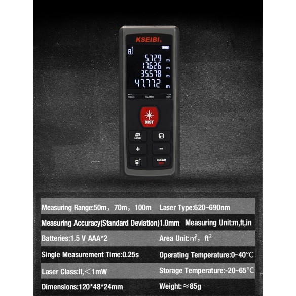 Accurate and Easy-to-Use KLM 100 Laser Measure for Professionals | KSEIBI