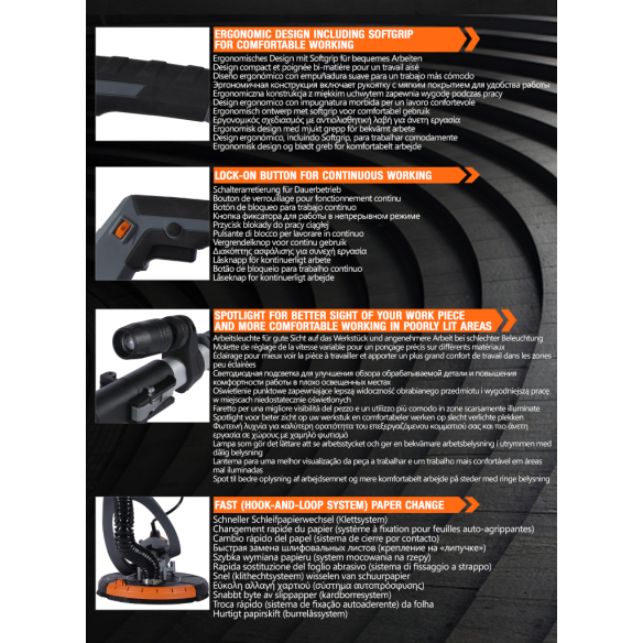 High-Power KDS 75-225 V Drywall Sander 750W for Smooth Finishing | KSEIBI