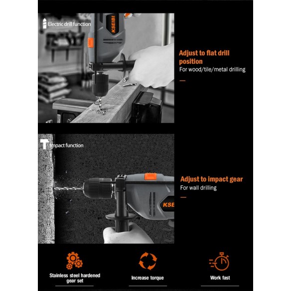 高效冲击钻，13毫米无钥匙，580瓦 | KSEIBI