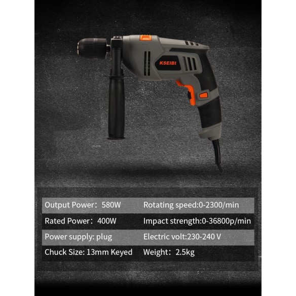 دستگاه سوراخکاری تأثیری KSB 580 D، ۱۳ میلی‌متر بدون کلید | KSEIBI